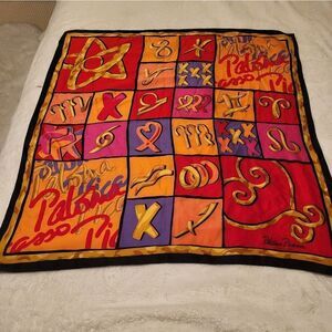 Vintage Mint '80s Paloma Picasso Perfums "Love & Kisses" Square 34"x34" Scarf